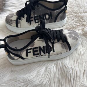 Fendi Black/White Canvas Rise Tie Dye Sneakers Size 38